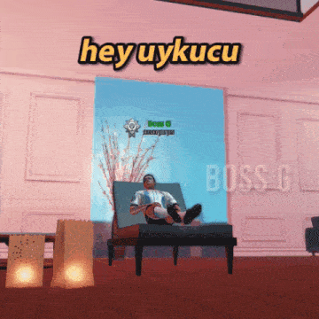 a man laying on a lounge chair with the words hey uykucu behind him