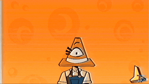 a cartoon drawing of a cone with wings and a smiley face