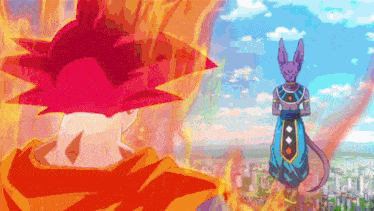 a cartoon character with a red hair is standing next to a cartoon character with a purple hair .