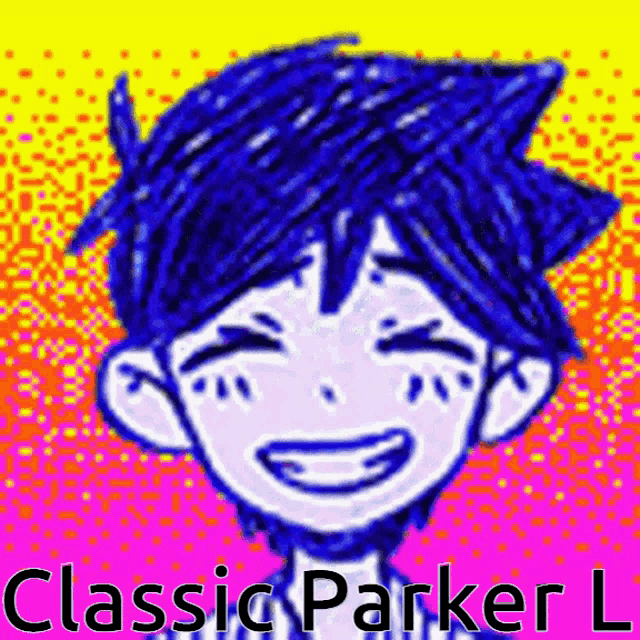 a picture of a boy with blue hair and the words classic parker l