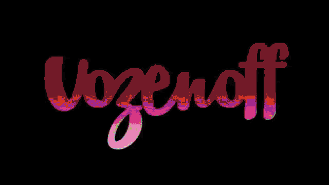 a black background with the word vozenoff in pink