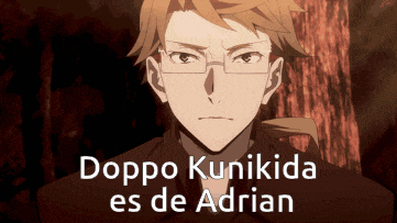 a picture of a man with the words doppo kunikida es de adrian below him