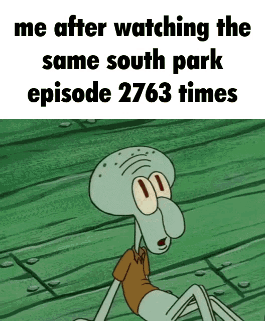a cartoon of squidward from south park laying down