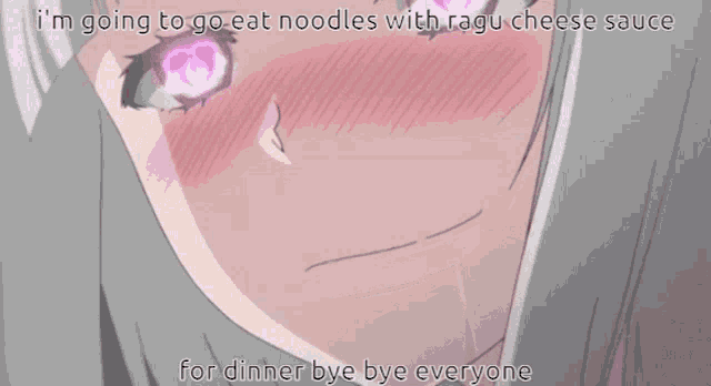 a picture of a girl with the words i 'm going to go eat noodles with ragu cheese sauce for dinner