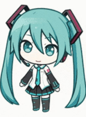 a cartoon drawing of hatsune miku with headphones on