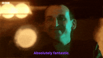 a man says absolutely fantastic in purple text