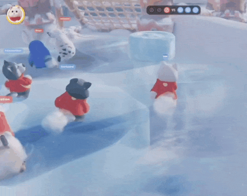 a screenshot of a video game shows a polar bear holding a strawberry ice cube