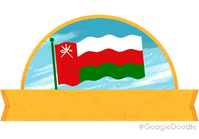 a sticker with a flag and the words googledoodle