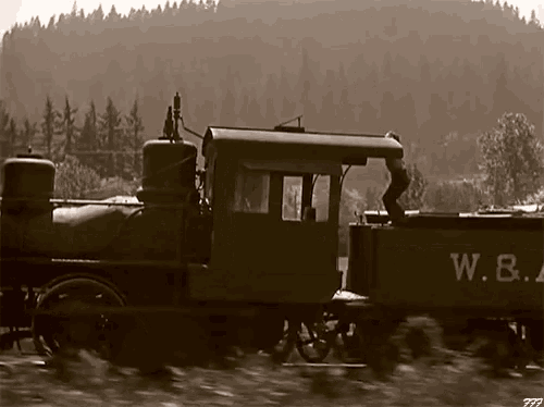 a train that says w.b. on the side