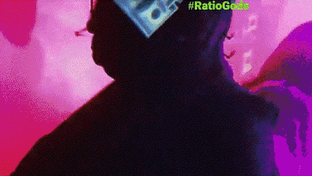 a silhouette of a person with a dollar bill on their head and the hashtag ratiogeek
