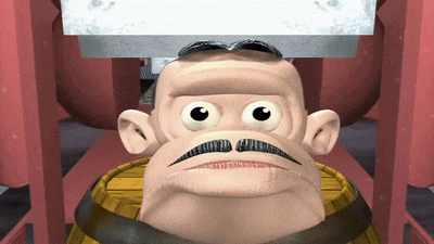 a cartoon of a man with a mustache is sitting in a barrel