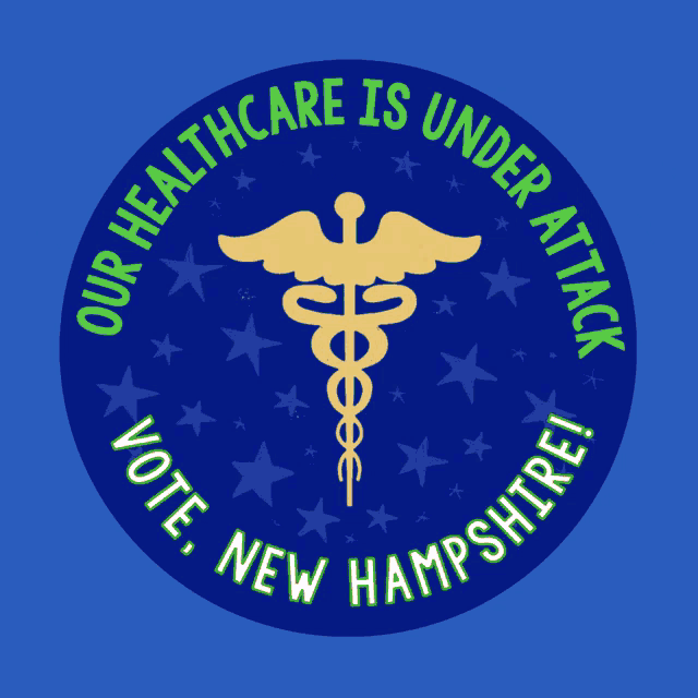 a blue circle that says our healthcare is under attack