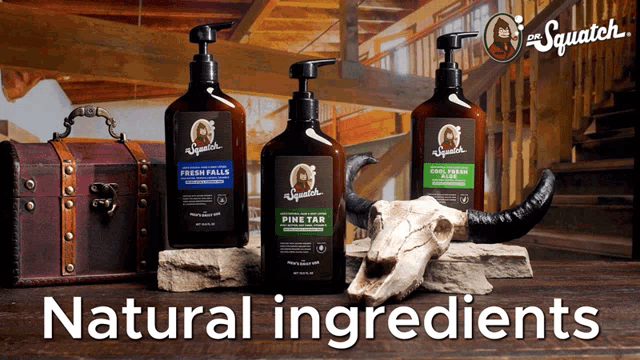 a bottle of pine tar lotion sits next to a bottle of fresh falls