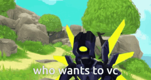a video game character with the words who wants to vc