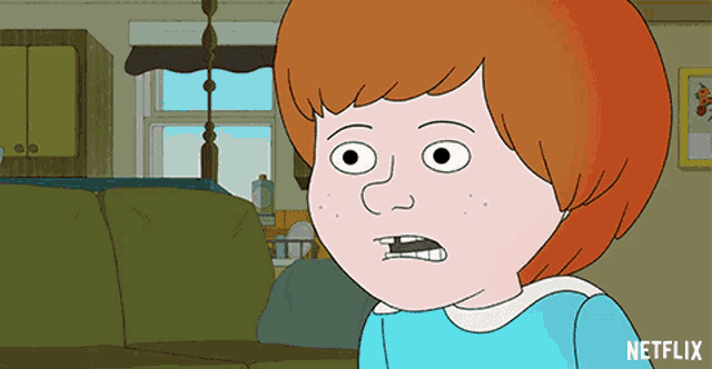 a cartoon of a boy with red hair and a netflix logo on the bottom