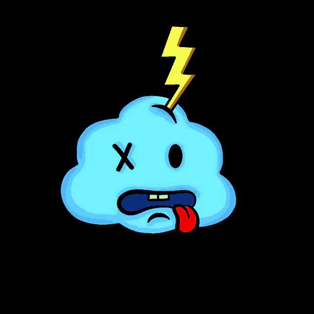 a cartoon cloud with a lightning bolt coming out of it