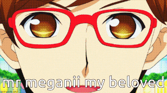 a close up of a person 's face with the words mr meganii my beloved