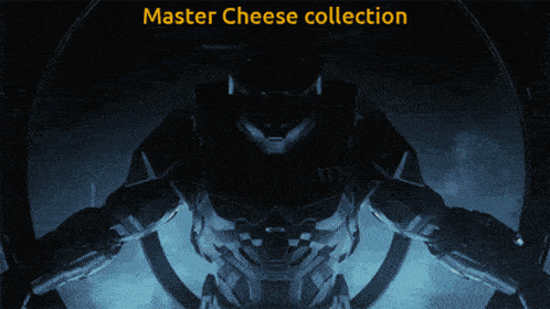 a poster for master cheese collection shows a man in armor