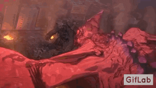 a monster is fighting another monster in a video game in a video game .