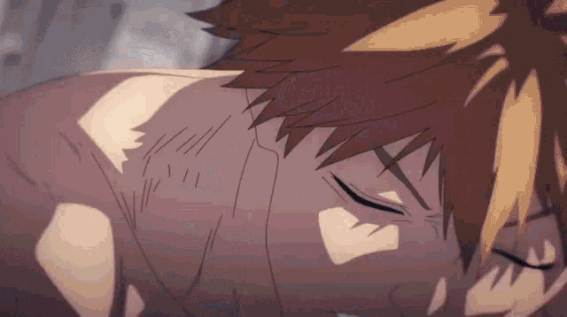 a close up of a cartoon character 's face with his eyes closed