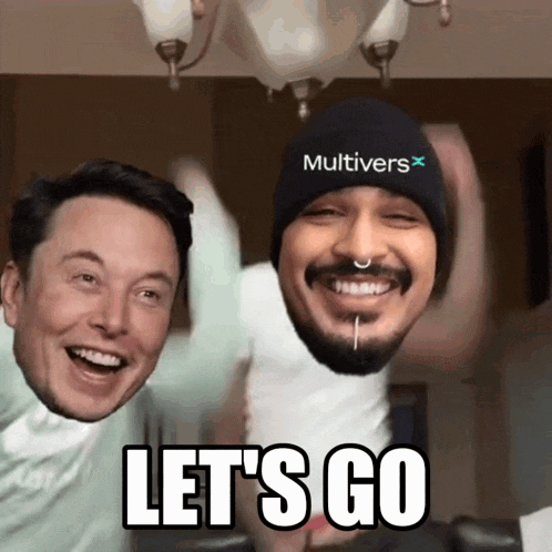 elon musk and a man wearing a hat that says multivers on it