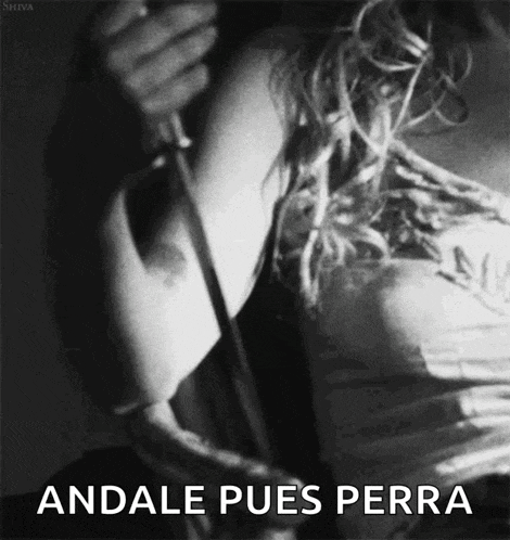 a black and white photo of a woman playing a violin with the words andale pues perra written below her