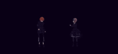 a couple of anime characters are standing next to each other