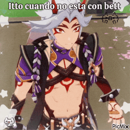 a cartoon character with the words itto cuando no esta con bett written on it