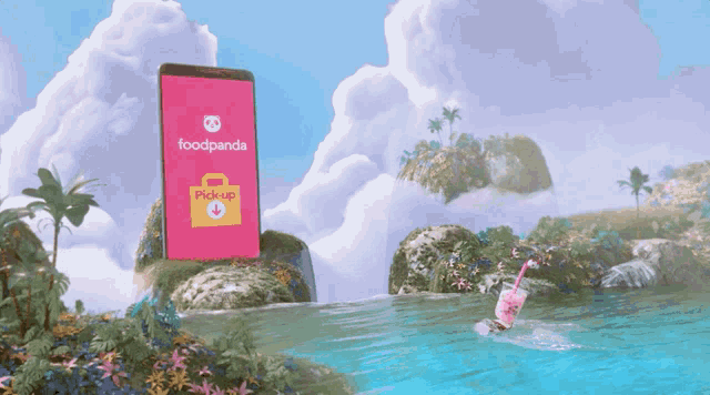 a foodpanda app is displayed on a pink phone