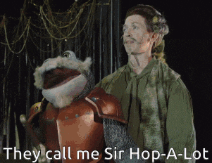 they call me sir hop-a-lot with a man and a frog