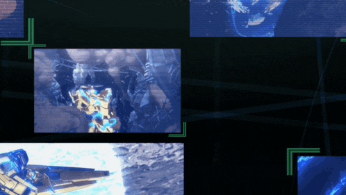 a collage of images with a green cross on the corner