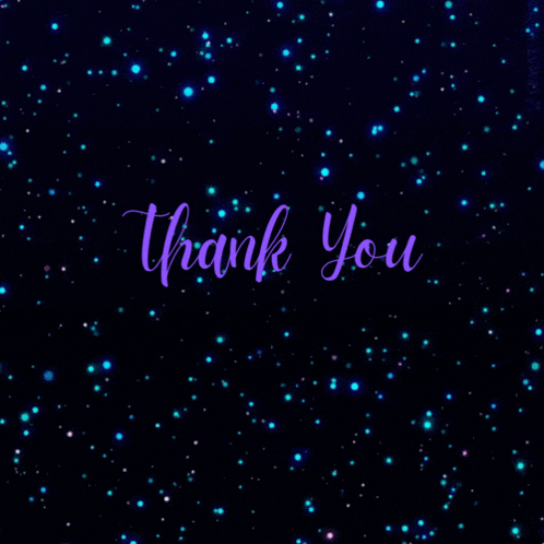 the word thank you is written in purple on a dark blue background