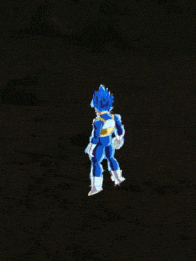 a cartoon character with blue pants and white gloves is walking