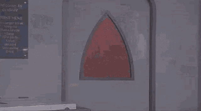 a man in a red costume is dancing in a diner with the words eopt hein on the bottom