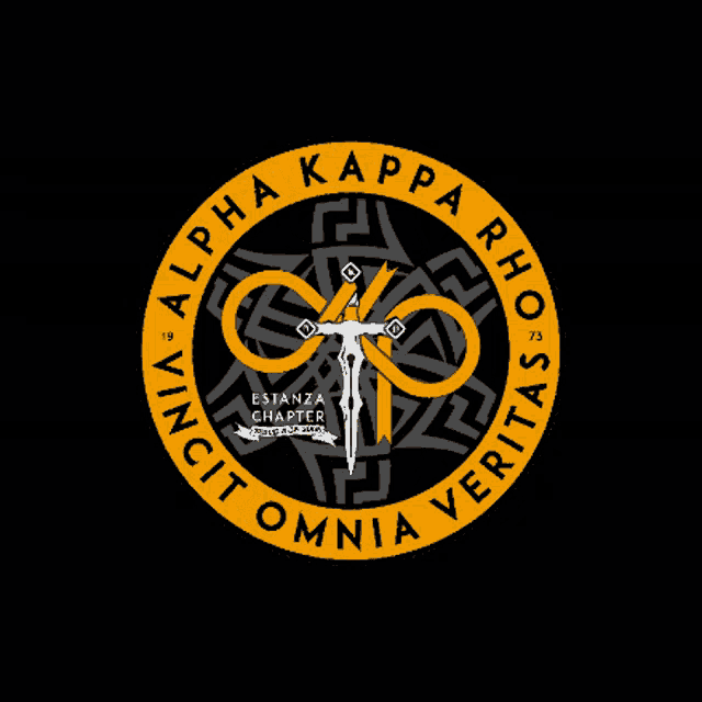 a logo for alpha kappa rho has a cross in the center