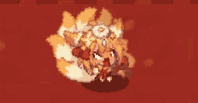 a pixel art illustration of a fox girl with a flower on her head .