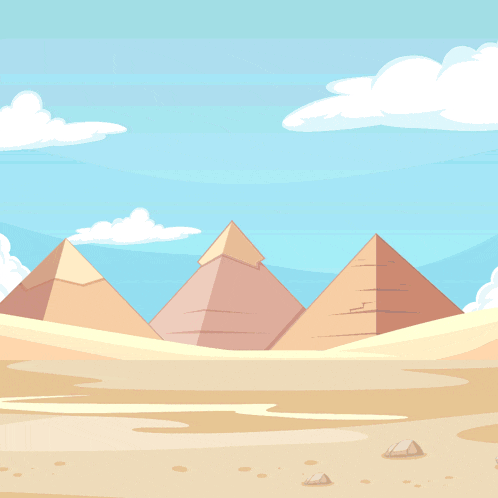 an illustration of a man leading a camel in the desert