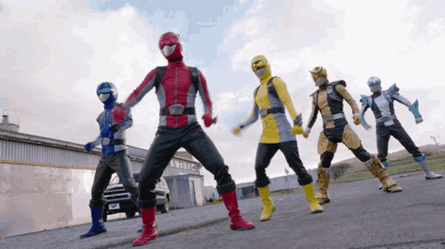 a group of power rangers standing in a line