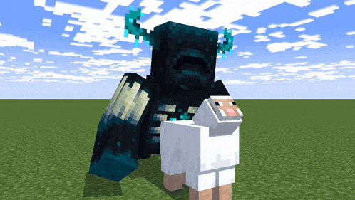 a sheep is being held by a monster in a minecraft video game