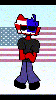 a drawing of a person with an american flag on their face