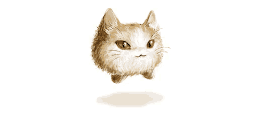 a brown and white cat is floating in the air on a white background