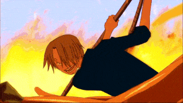 a cartoon of a man in a boat holding a pole
