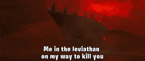 a picture of a volcano with the words me in the leviathan on my way to kill you