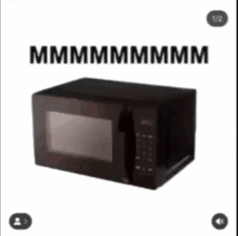 a picture of a microwave with the words " mmmmmmmmm " on it
