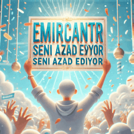 a man holding a sign that says emircantr seni azad eyyor seni azad ediyor
