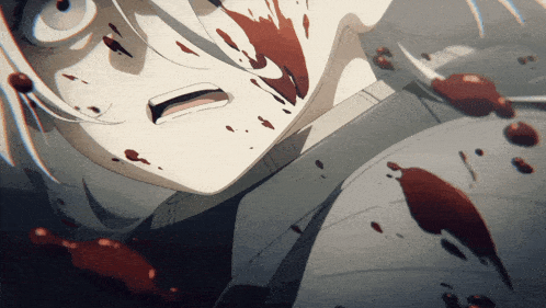 a close up of a person with blood coming out of their mouth