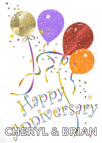 a card that says happy anniversary cheryl and brian
