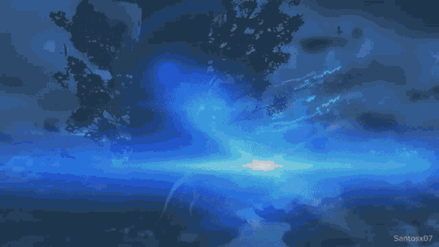 a computer generated image of an explosion with the name santosx07 on the bottom right