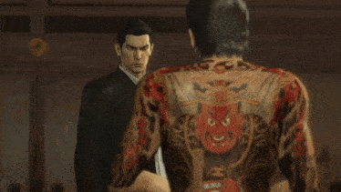 a man with a tattoo on his chest says yeah i 'm gonna serve your ass myself