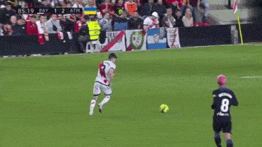 a soccer game between ray and atm is going on